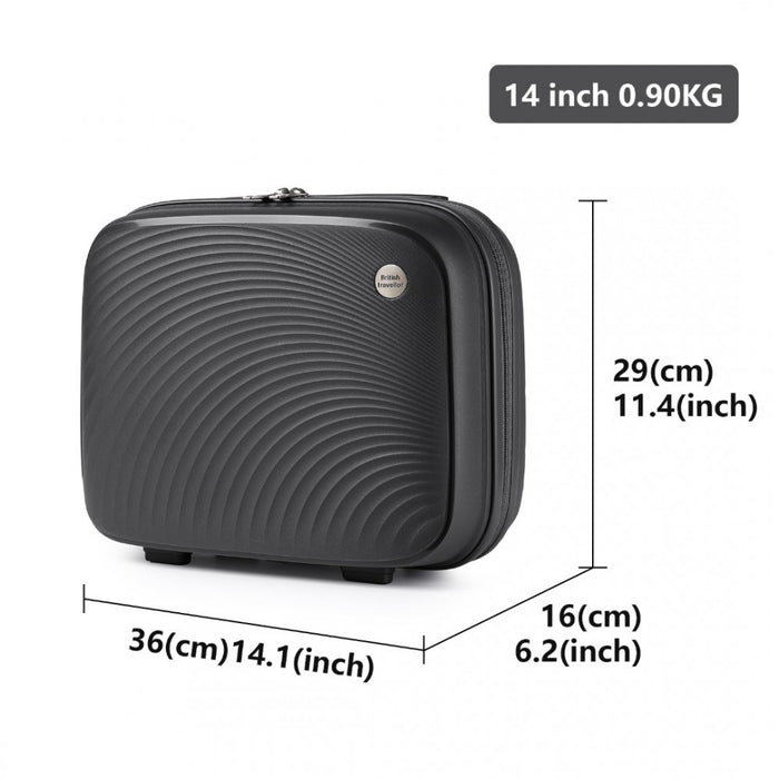 K2393L - British Traveller Lightweight 14 Inch Polypropylene Vanity Case - Black