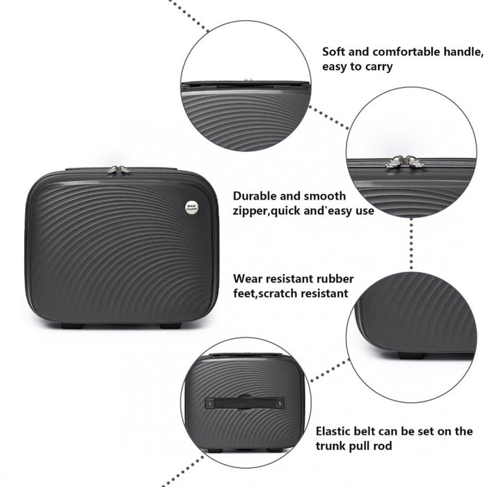 K2393L - British Traveller 4 Pcs Set Spinner Hard Shell PP Suitcase With TSA Lock And Vanity Case - Black