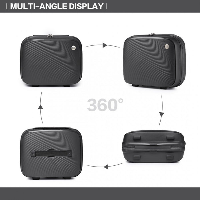 K2393L - British Traveller 4 Pcs Set Spinner Hard Shell PP Suitcase With TSA Lock And Vanity Case - Black