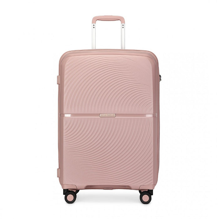 K2393L - British Traveller 24 Inch Spinner Hard Shell PP Suitcase With TSA Lock - Nude