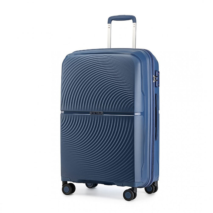 K2393L - British Traveller 24 Inch Spinner Hard Shell PP Suitcase With TSA Lock - Navy