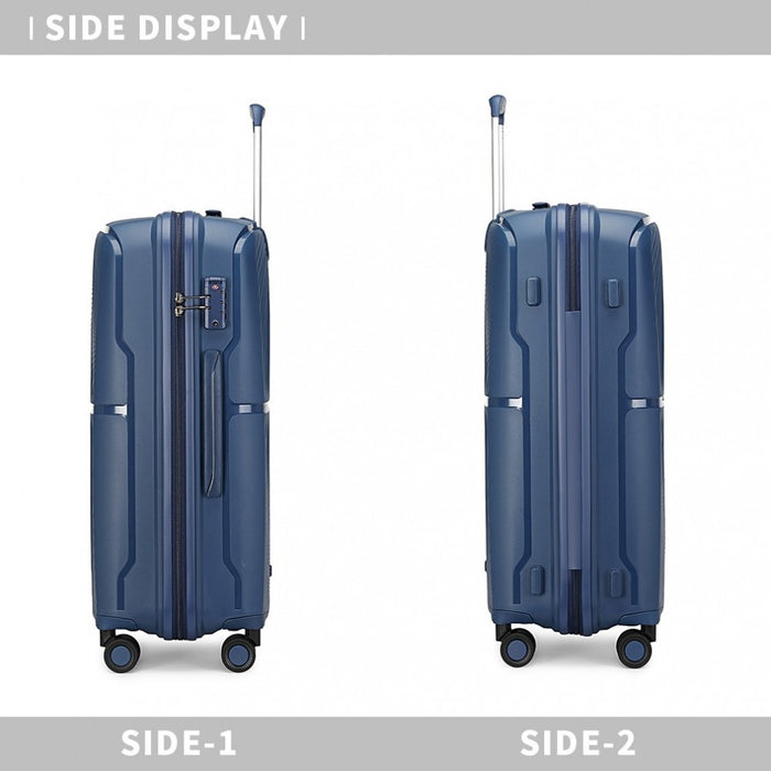 K2393L - British Traveller 24 Inch Spinner Hard Shell PP Suitcase With TSA Lock - Navy