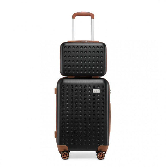 K2394L - Kono 13/20 Inch Flexible Hard Shell ABS Suitcase With TSA Lock And Vanity Case - Black