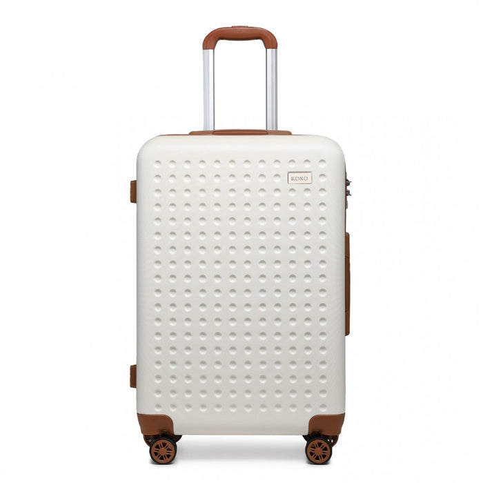 K2394L - Kono 24 Inch Flexible Hard Shell ABS Suitcase With TSA Lock - Cream