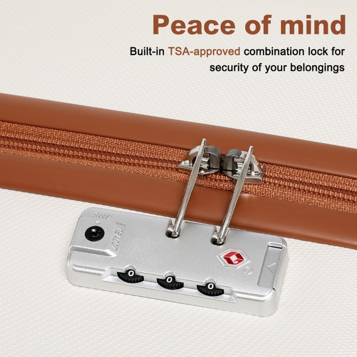 K2394L - Kono 28 Inch Flexible Hard Shell ABS Suitcase With TSA Lock - Cream