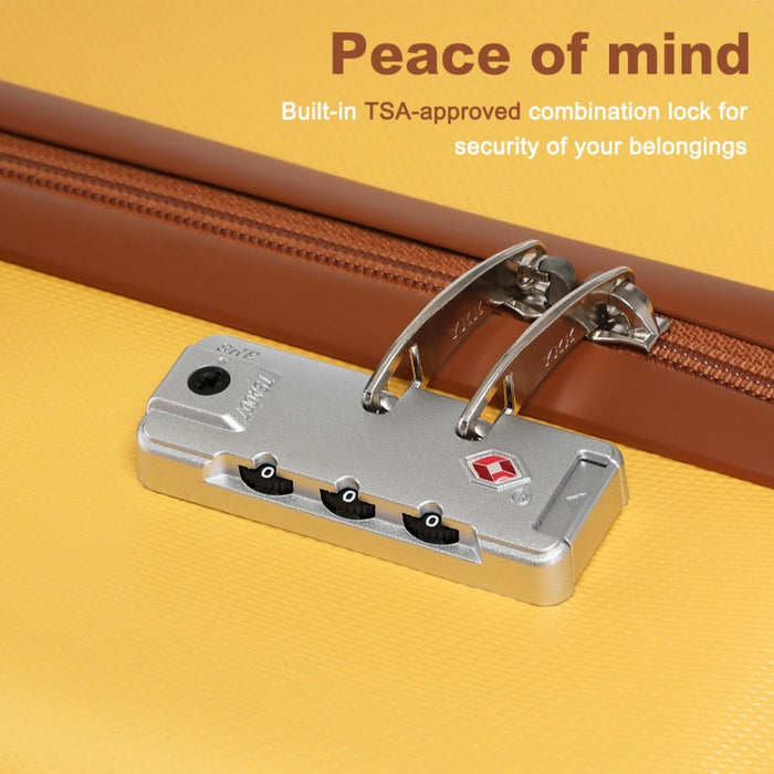 K2394L - Kono 24 Inch Flexible Hard Shell ABS Suitcase With TSA Lock - Yellow