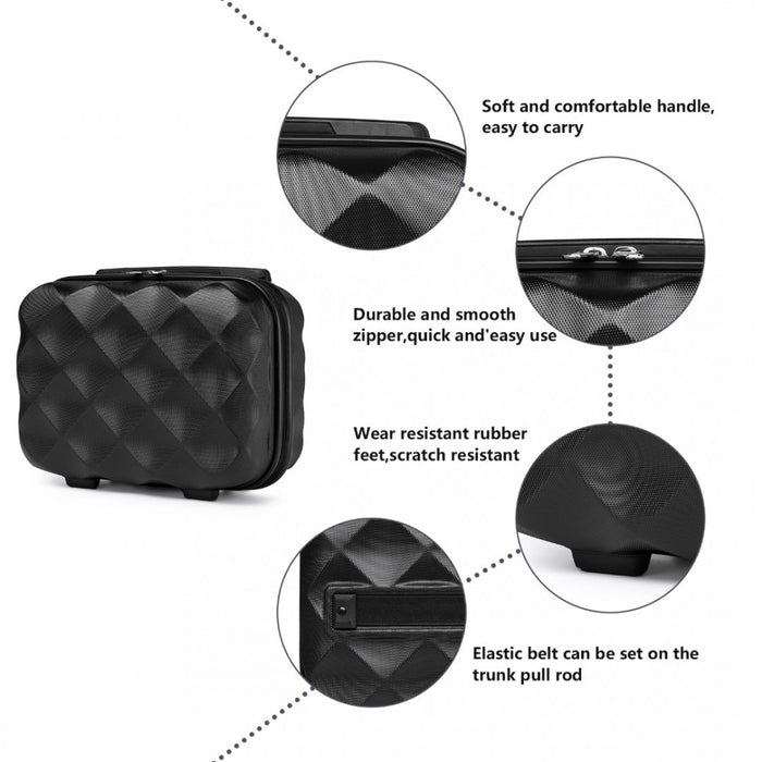 K2395L - British Traveller 13 Inch Ultralight ABS And Polycarbonate Vanity Case - Black