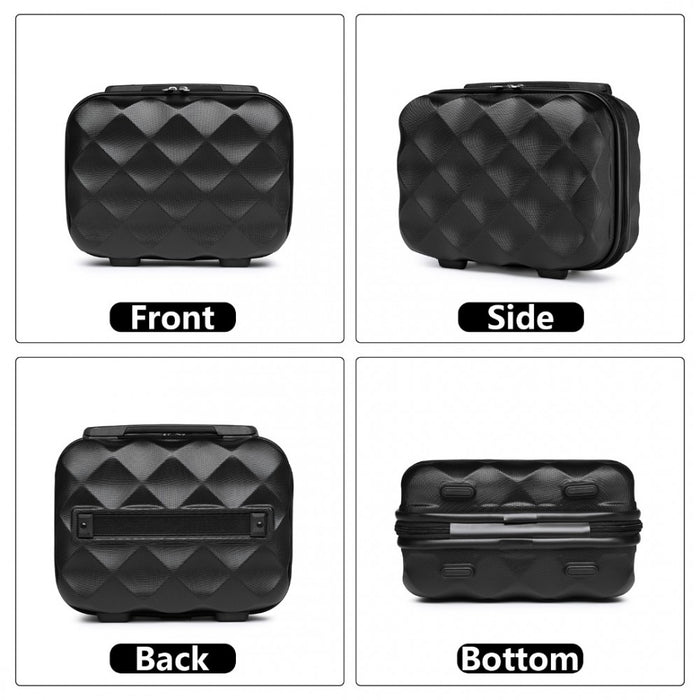 K2395L - British Traveller 13 Inch Ultralight ABS And Polycarbonate Vanity Case - Black