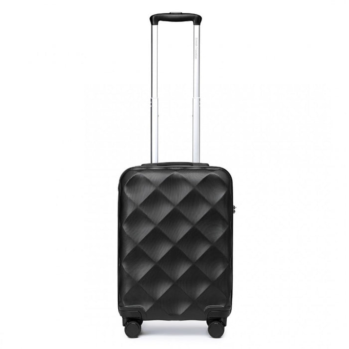K2395L - British Traveller 20 Inch Ultralight ABS And Polycarbonate Bumpy Diamond Suitcase With TSA Lock - Black