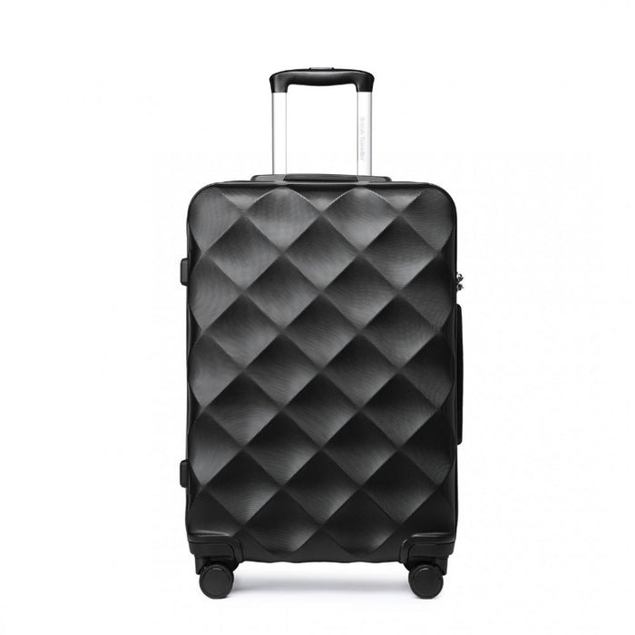 K2395L - British Traveller 28 Inch Ultralight ABS And Polycarbonate Bumpy Diamond Suitcase With TSA Lock - Black