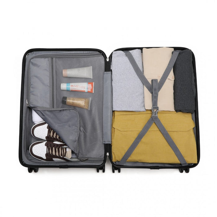 K2395L - British Traveller 24 Inch Ultralight ABS And Polycarbonate Bumpy Diamond Suitcase With TSA Lock - Black