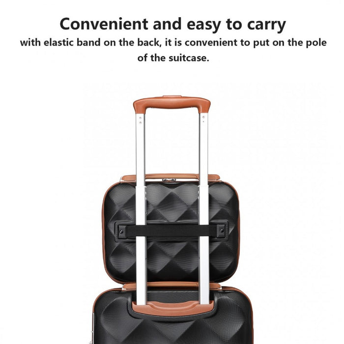 K2395L - British Traveller 13 Inch Ultralight ABS And Polycarbonate Vanity Case - Black And Brown