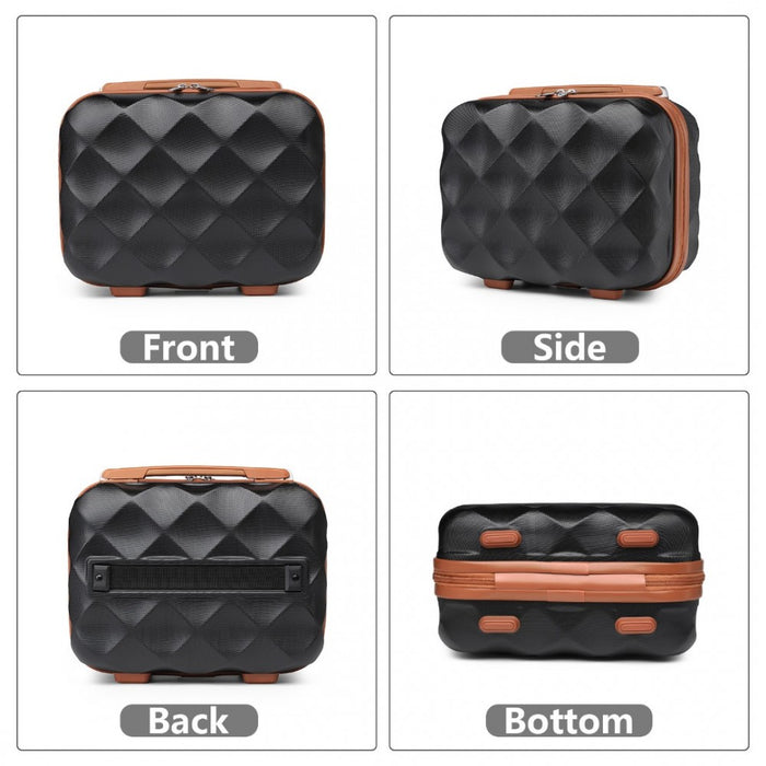 K2395L - British Traveller 13 Inch Ultralight ABS And Polycarbonate Vanity Case - Black And Brown