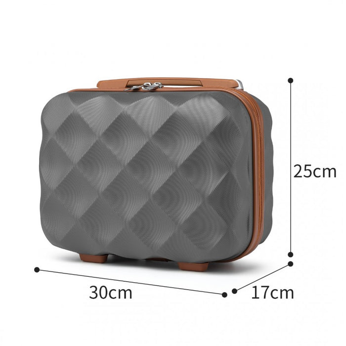 K2395L - British Traveller 13 Inch Ultralight ABS And Polycarbonate Vanity Case - Grey And Brown
