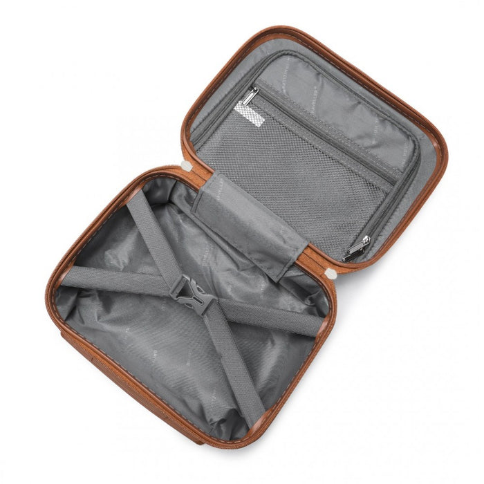 K2395L - British Traveller Ultralight ABS And Polycarbonate Bumpy Diamond 4 Pcs Luggage Set With TSA Lock - Grey And Brown