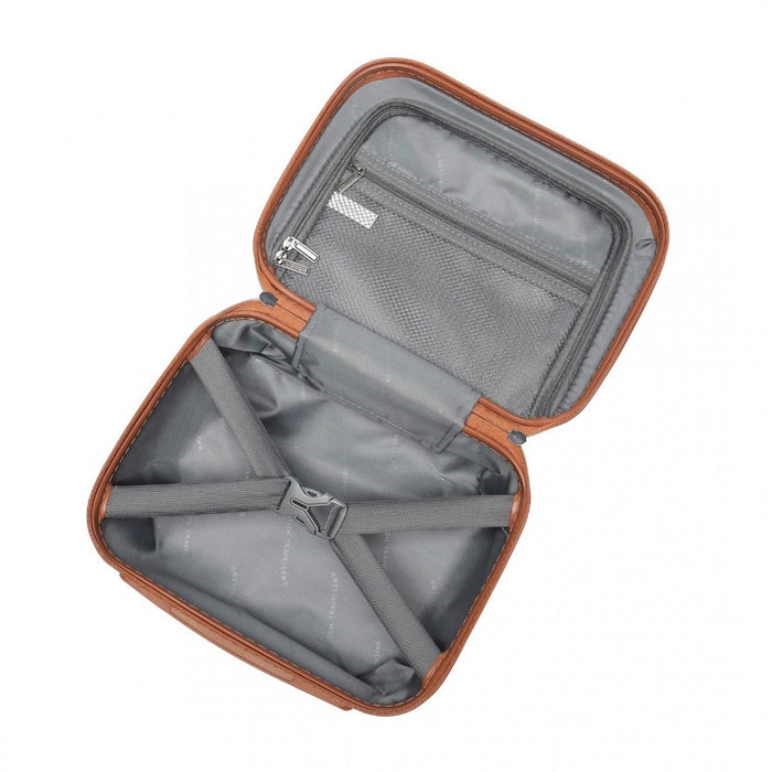 K2395L - British Traveller 13 Inch Ultralight ABS And Polycarbonate Vanity Case - Navy And Brown