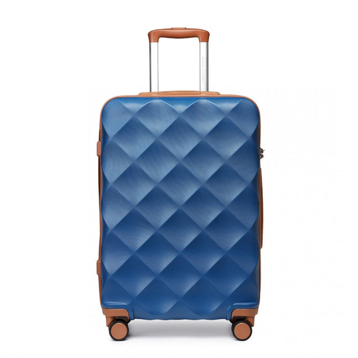 K2395L - British Traveller 28 Inch Ultralight ABS And Polycarbonate Bumpy Diamond Suitcase With TSA Lock - Navy And Brown