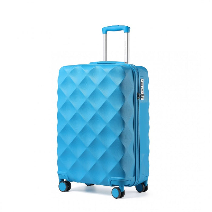 K2395L - British Traveller 20 Inch Ultralight ABS And Polycarbonate Bumpy Diamond Suitcase With TSA Lock - Blue