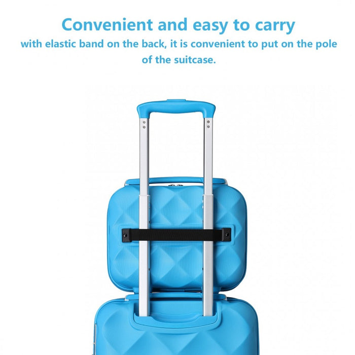 K2395L - British Traveller 13 Inch Ultralight ABS And Polycarbonate Vanity Case - Blue