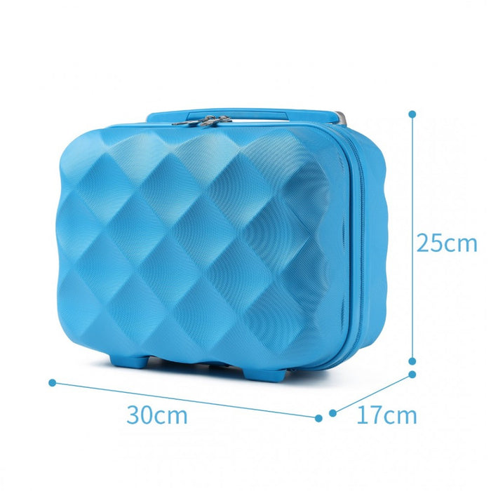 K2395L - British Traveller 13 Inch Ultralight ABS And Polycarbonate Vanity Case - Blue