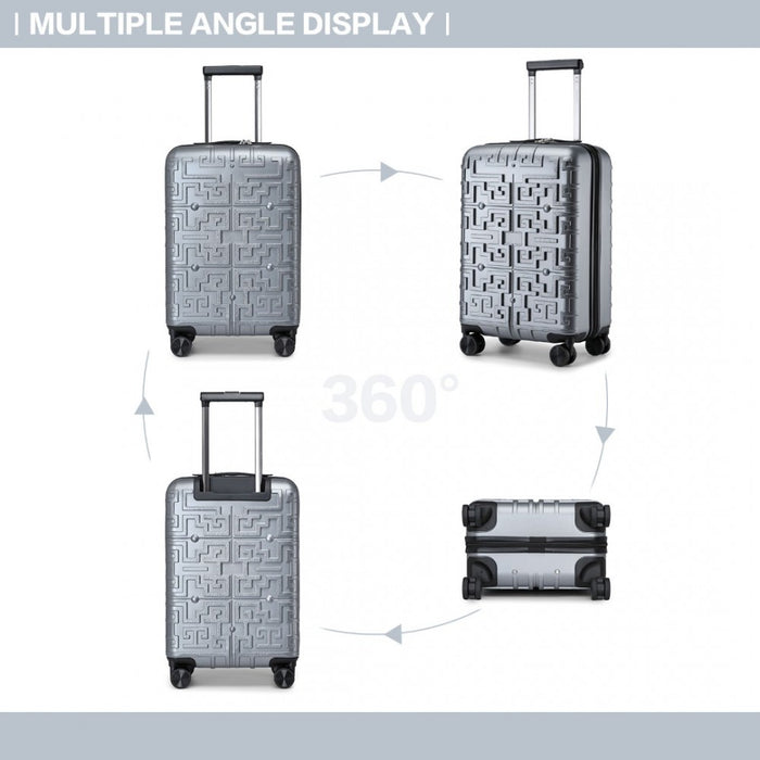 K2396L - Supercase Stylish 20 Inch Carry-On Polypropylene Hardshell Suitcase with Maze Pattern - Silver