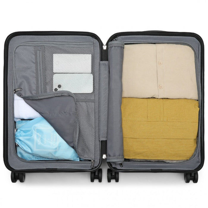 K2396L - Supercase Stylish 20 Inch Carry-On Polypropylene Hardshell Suitcase with Maze Pattern - Silver