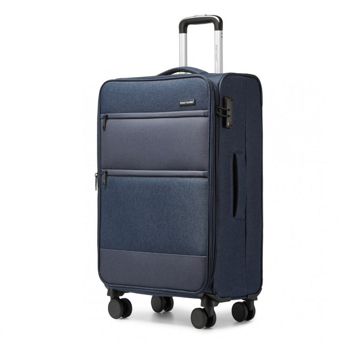 K2397L - British Traveller 24 Inch Lightweight Soft Shell Expandable Suitcase With TSA Lock - Navy