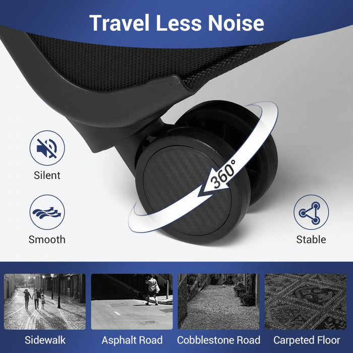 KSB2582 - British Traveller 24-Inch Expandable Softshell Suitcase with TSA Lock, Silent Spinner Wheels & Laptop Compartment - Black