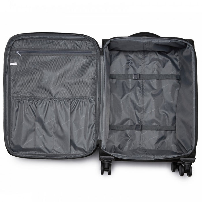 KSB2582 - British Traveller 24-Inch Expandable Softshell Suitcase with TSA Lock, Silent Spinner Wheels & Laptop Compartment - Black