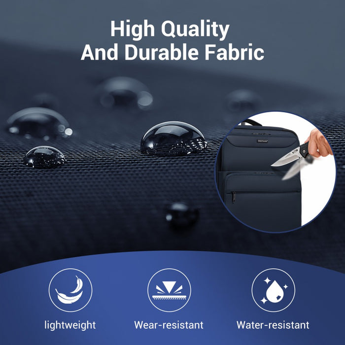 KSB2582 - British Traveller 28-Inch Large Expandable Softshell Suitcase with TSA Lock, Silent Spinner Wheels & Laptop Compartment - Navy