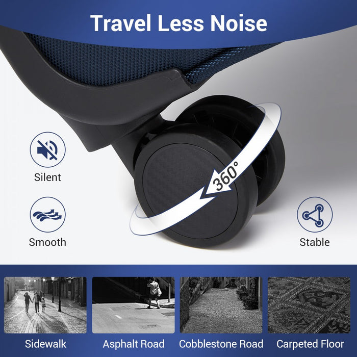 KSB2582 - British Traveller 28-Inch Large Expandable Softshell Suitcase with TSA Lock, Silent Spinner Wheels & Laptop Compartment - Navy