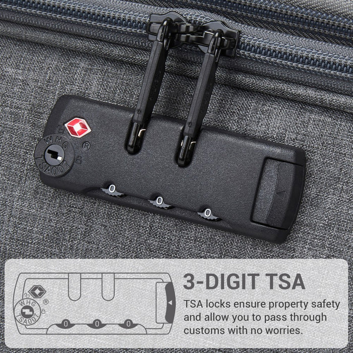 KSB2597 - British Traveller Sleek Tough 24 Inch Travel Soft-Shell Suitcase with Silent TPE Spinners, TSA Security and Expandable Capacity - Grey