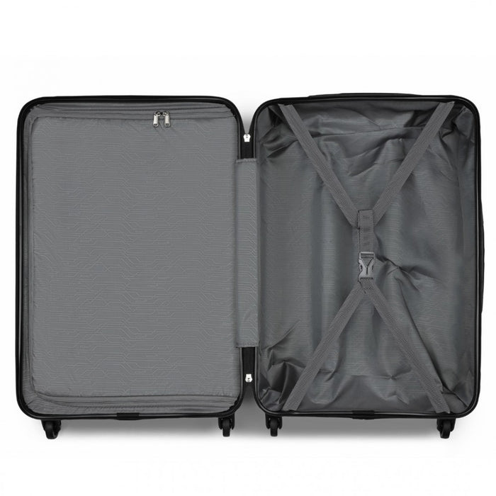 KSK2477 - Kono Premium 3-Piece Vertical Textured Hard-Shell ABS+PC Luggage Set with 3-Digit Lock & TPE Silent Wheels - Black