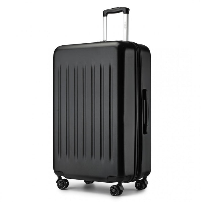 KSK2477 - Kono Premium 3-Piece Vertical Textured Hard-Shell ABS+PC Luggage Set with 3-Digit Lock & TPE Silent Wheels - Black
