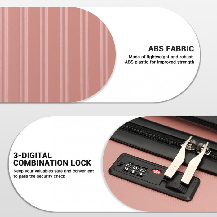 KSK2477 - Kono Durable 28 Inch Expandable ABS+PC Vertical Textured Hard Shell Suitcase with Secure 3-Digit Lock - Nude