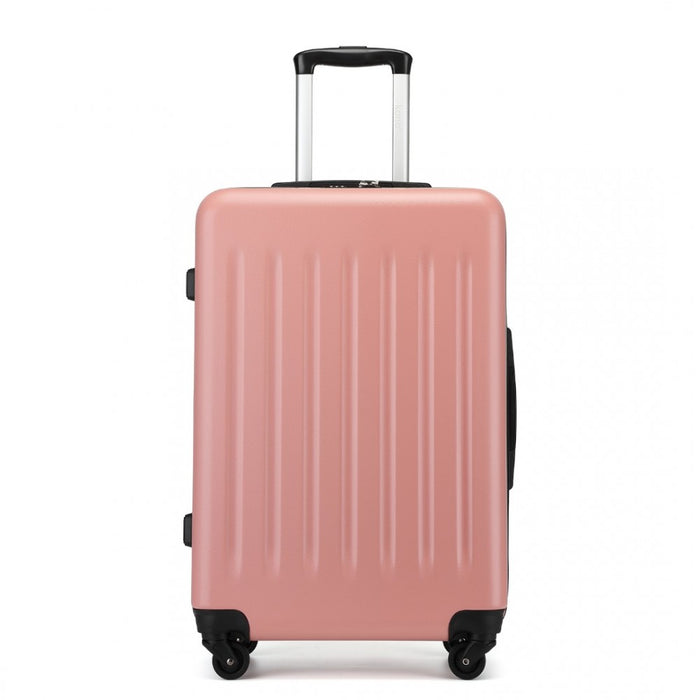 KSK2477 - Kono Durable 24 Inch Lightweight ABS+PC Vertical Textured Check-in Suitcase with Secure 3-Digit Lock - Nude