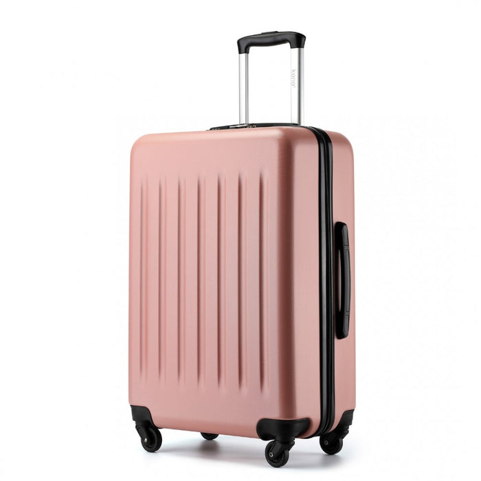 KSK2477 - Kono Durable 24 Inch Lightweight ABS+PC Vertical Textured Check-in Suitcase with Secure 3-Digit Lock - Nude