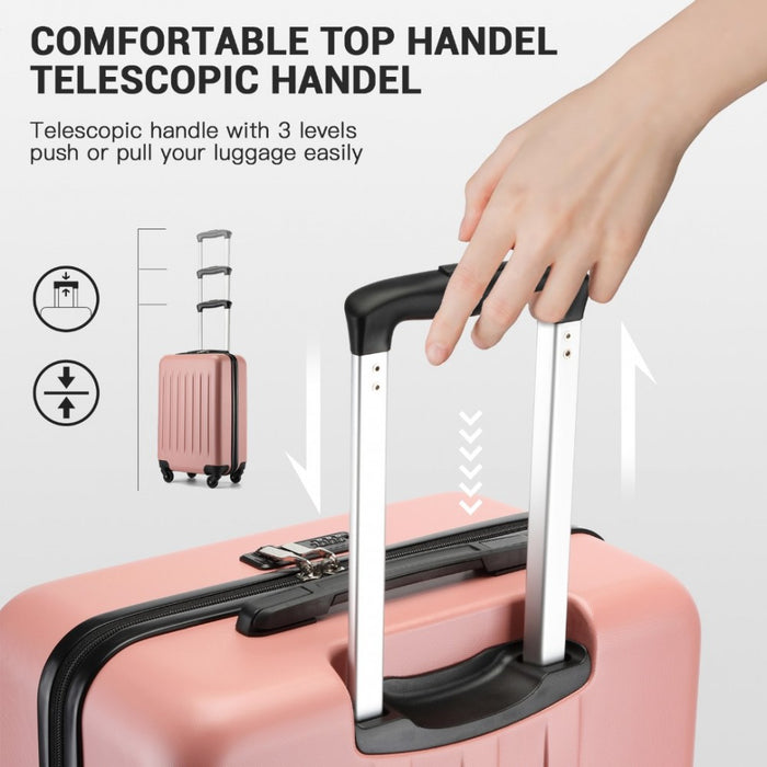 KSK2477 - Kono Durable 28 Inch Expandable ABS+PC Vertical Textured Hard Shell Suitcase with Secure 3-Digit Lock - Nude