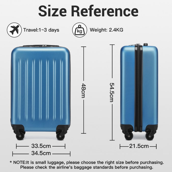 KSK2477 - Kono Durable 20 Inch Lightweight ABS+PC Vertical Textured Carry-On Suitcase with Secure 3-Digit Lock - Navy