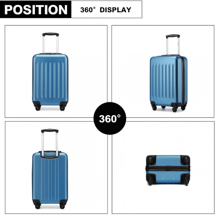 KSK2477 - Kono Durable 20 Inch Lightweight ABS+PC Vertical Textured Carry-On Suitcase with Secure 3-Digit Lock - Navy