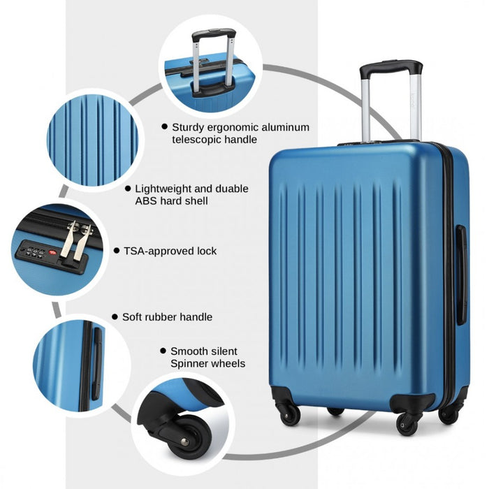 KSK2477 - Kono Durable 28 Inch Expandable ABS+PC Vertical Textured Hard Shell Suitcase with Secure 3-Digit Lock - Navy