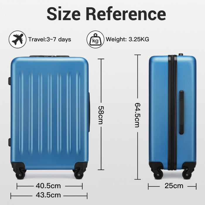 KSK2477 - Kono Durable 24 Inch Lightweight ABS+PC Vertical Textured Check-in Suitcase with Secure 3-Digit Lock - Navy
