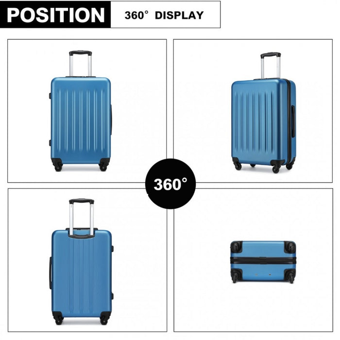 KSK2477 - Kono Durable 24 Inch Lightweight ABS+PC Vertical Textured Check-in Suitcase with Secure 3-Digit Lock - Navy