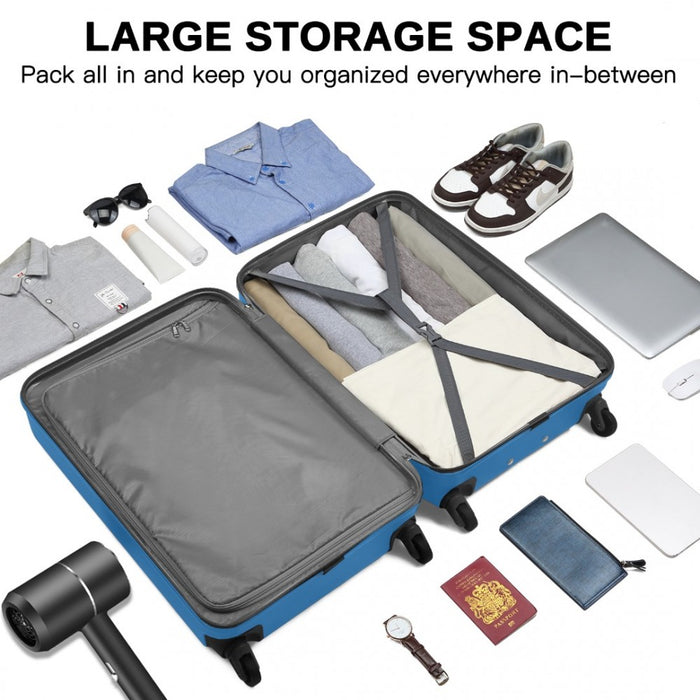 KSK2477 - Kono Durable 28 Inch Expandable ABS+PC Vertical Textured Hard Shell Suitcase with Secure 3-Digit Lock - Navy