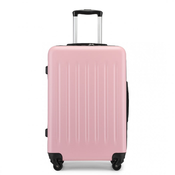 KSK2477 - Kono Durable 24 Inch Lightweight ABS+PC Vertical Textured Check-in Suitcase with Secure 3-Digit Lock - Pink
