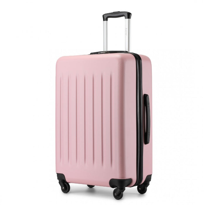 KSK2477 - Kono Durable 24 Inch Lightweight ABS+PC Vertical Textured Check-in Suitcase with Secure 3-Digit Lock - Pink