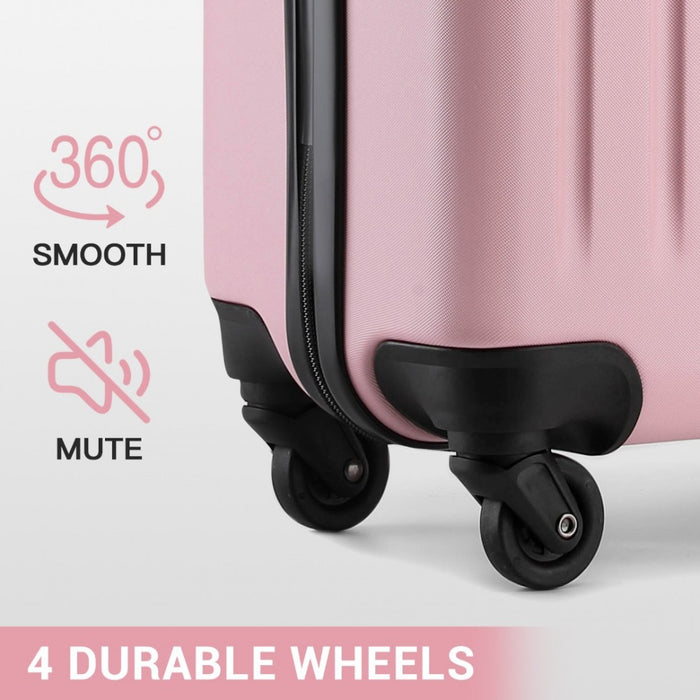 KSK2477 - Kono Durable 24 Inch Lightweight ABS+PC Vertical Textured Check-in Suitcase with Secure 3-Digit Lock - Pink