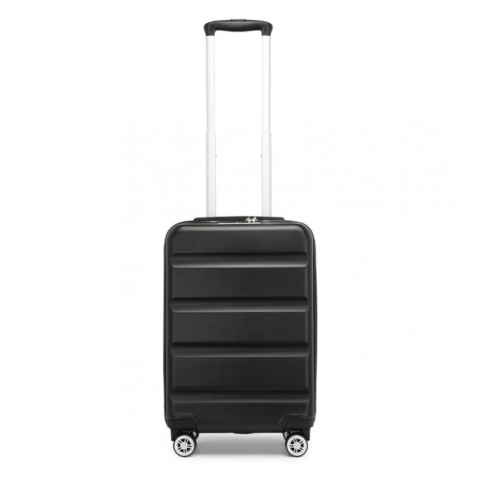 KSK2482 - Kono 19 Inch Stylish Horizontal Engraved Hard Shell ABS+PC Cabin Carry-On Suitcase with TSA Lock - Black