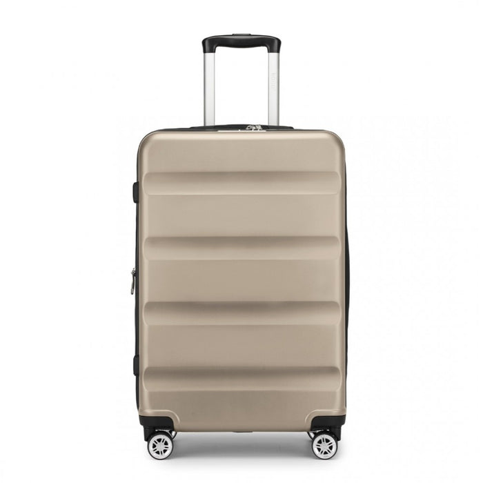 KSK2482 - Kono 24 Inch Expandable Horizontal Engraved Hard Shell ABS+PC Check-In Suitcase with TSA Lock - Gold