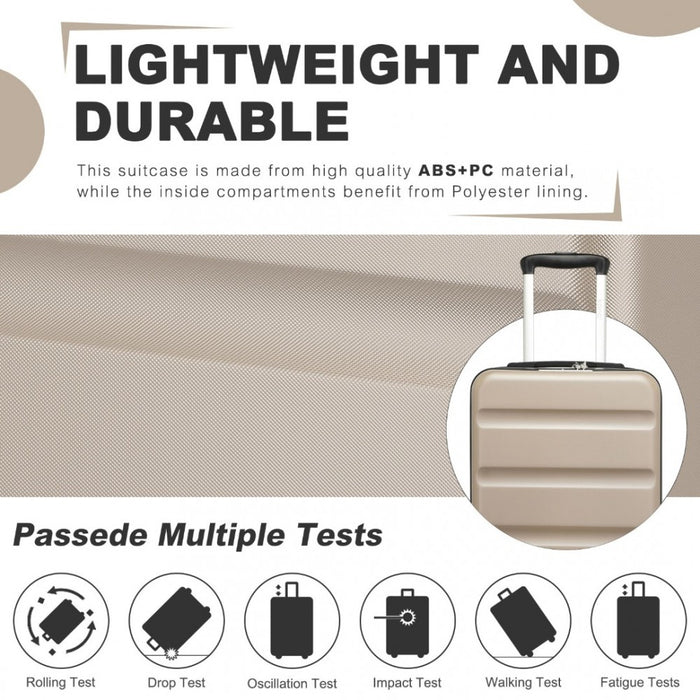 KSK2482 - Kono 24 Inch Expandable Horizontal Engraved Hard Shell ABS+PC Check-In Suitcase with TSA Lock - Gold